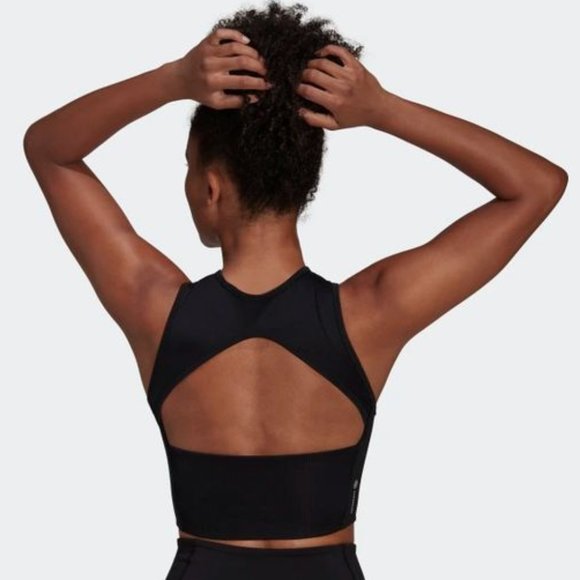 Brand New Adidas black open-back HYPERGLAM TRAINING TOP - Picture 5 of 9